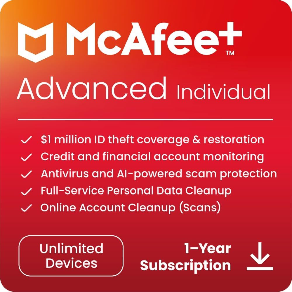 McAfee Advanced Individual 2024, Unlimited Devices, 1 Year