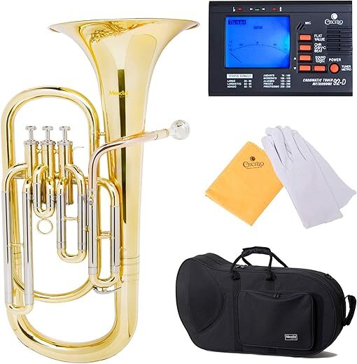 Mendini by Cecilio B Flat Baritone Horn with Stainless Steel Pistons