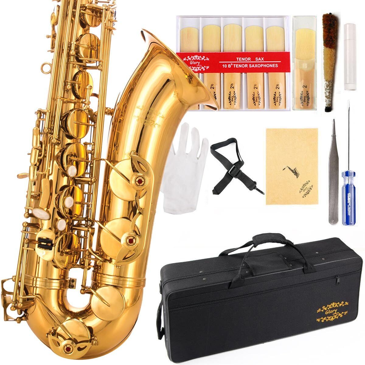 GLORY B Flat Tenor Saxophone with Case and Reeds