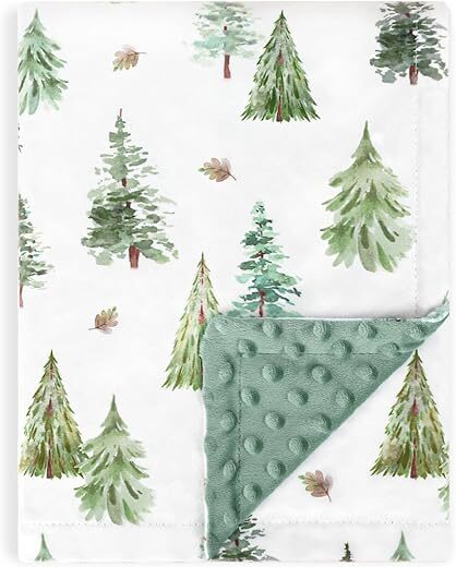 HOMRITAR Baby Blanket With Green Pine Tree Design 30 x 40 Inch