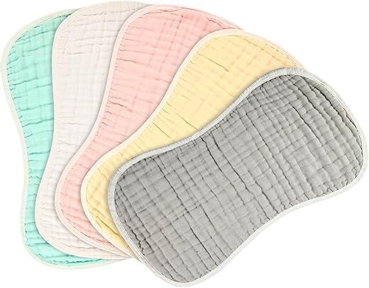 MUKIN Baby Burp Cloths, Soft Absorbent, 5 Pack (Multicolored)