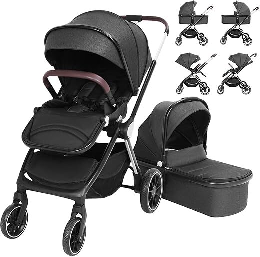 SIMPLGIRL Baby Stroller With Removable Bassinet