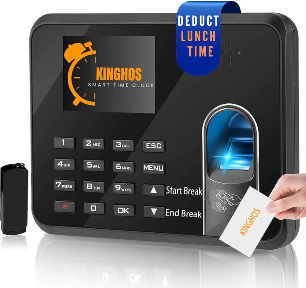 KINGHOS Biometric Time Clock with Overtime Calculation