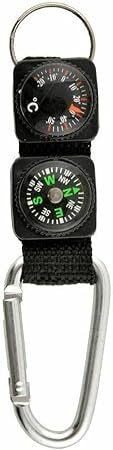 Jinshining Black Carabiner Key Chain Compass Thermometer