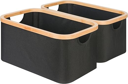 efluky Black Collapsible Fabric Storage Baskets