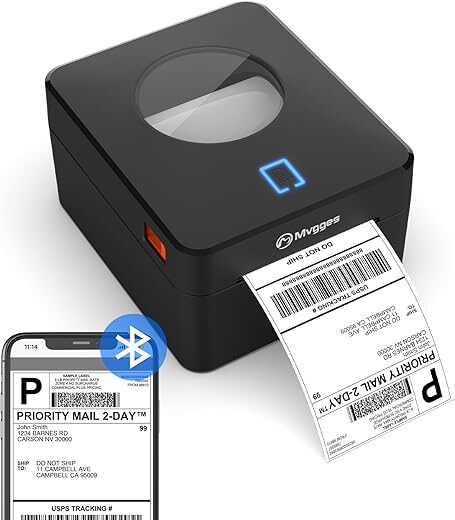 Mvgges Bluetooth 4×6 Thermal Shipping Label Printer