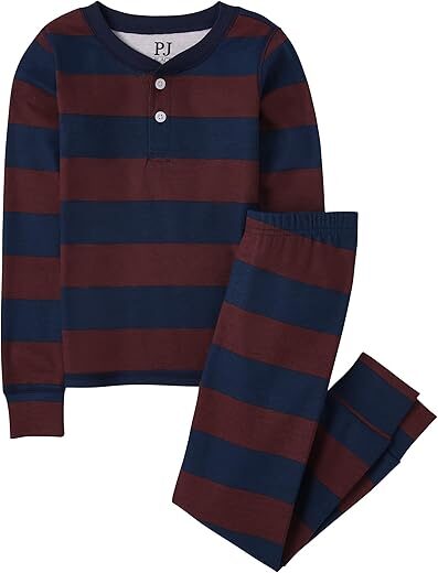 The Children’s Place Boys Striped Henley Snug Pajamas