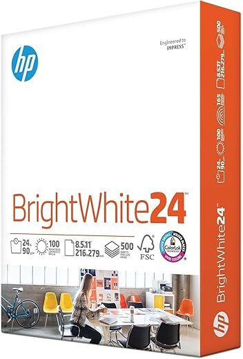 HP BrightWhite 24 lb Paper, 500 Sheets