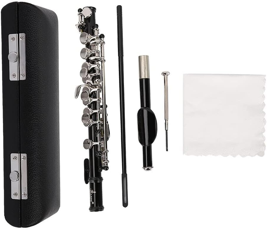HERCHR C Piccolo Flute with Accessories, Black