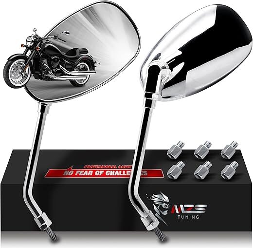 MZS Chrome Universal Motorcycle Rear View Mirrors