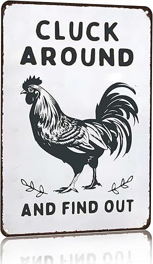 Smilelife Cluck Around Tin Sign Decor 8 X 12 Inch (3020)