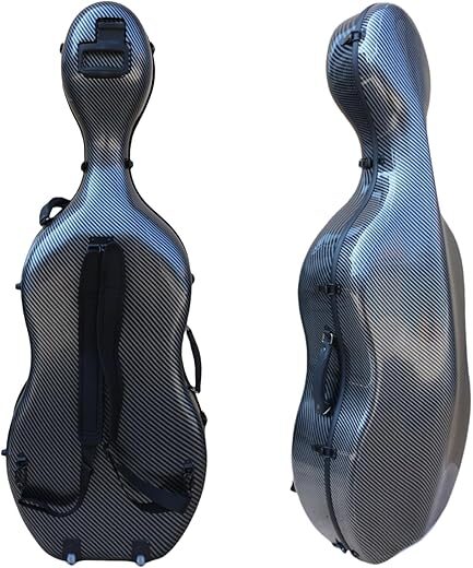 WUQIMUSC Composite Carbon Fiber Cello Case, 4/4 Size, Black