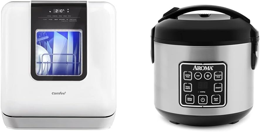 COMFEE’ Countertop Dishwasher & 8-Cup Rice Cooker Bundle