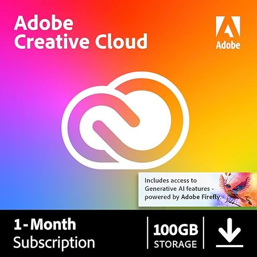 Adobe Creative Cloud Full Suite + 100GB Storage, 1-Month Subscription