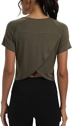 Mippo Cropped Split Back Loose Fit Workout Top