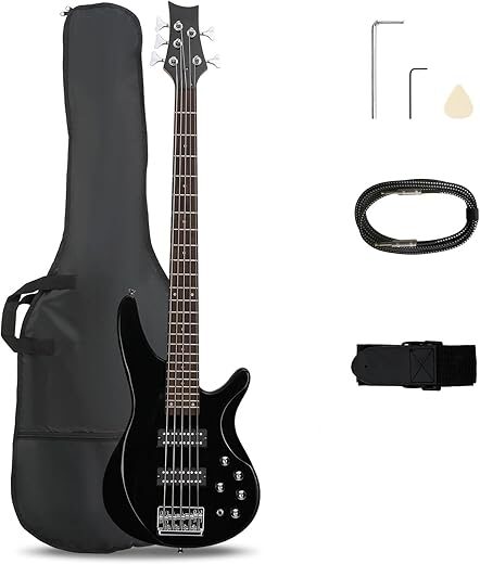 Ktaxon Electric Bass Guitar, Full Size Kit (Upgraded Black)