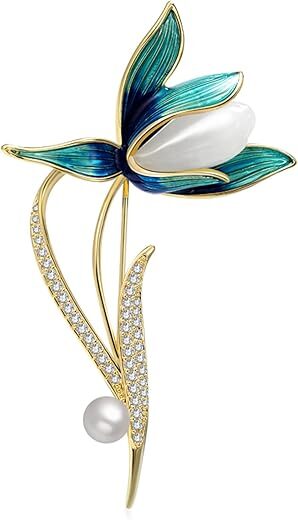 Yeap Yeap Enamel Lotus Rhinestone Brooch Pin