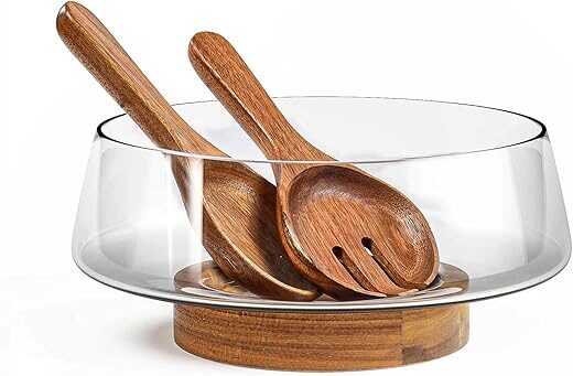 KITEISCAT Extra Large Glass Salad Bowl Set