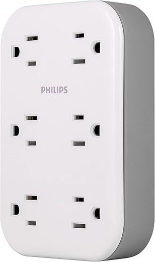 PHILIPS EZFit 6-Outlet Surge Protector, SPP6602W/37