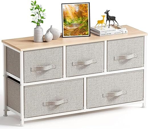 Pipishell Fabric Dresser With 5 Drawers