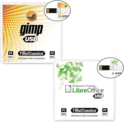 PixelClassics GIMP Photo Editor & LibreOffice 2024 USB