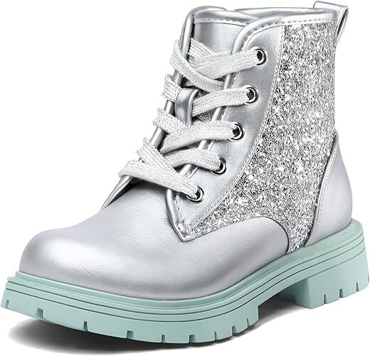 K KomForme Girls Glitter Lace-Up Waterproof Boots