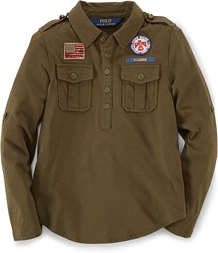 POLO RALPH LAUREN Girls Long Sleeve Military Top Shirt
