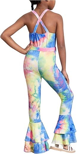 WDIRARA Tie Dye Bell Bottom Jumpsuit