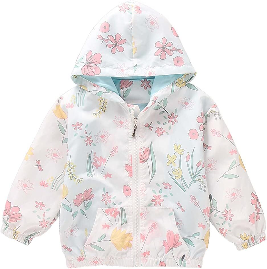 Little Hand Girls Unicorn Flamingo Hooded Windbreaker