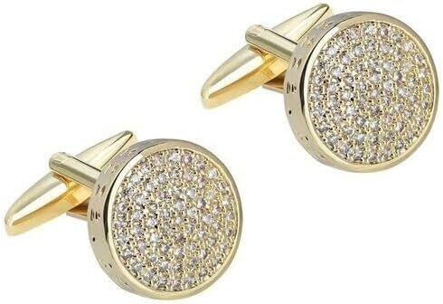 RKC JEWELRY Gold Plated Round Cufflinks