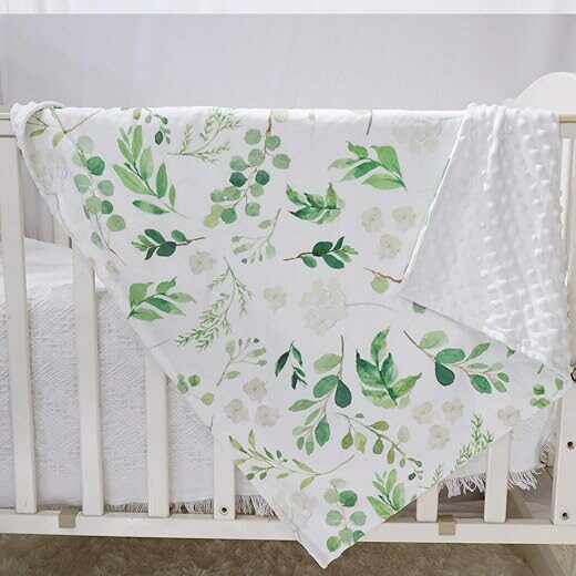 TANOFAR Green Leaf Minky Toddler Blanket, 30×40 Inch