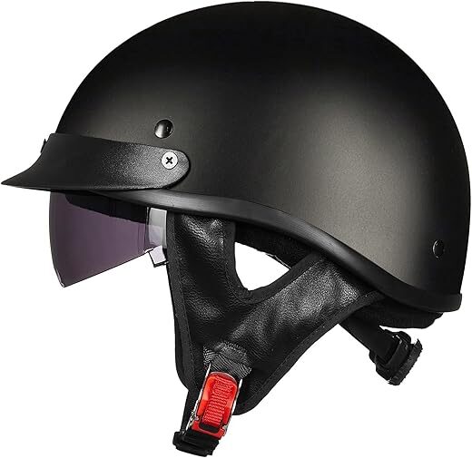 ILM Half Helmet Motorcycle Model-205V (L, Matt Black)