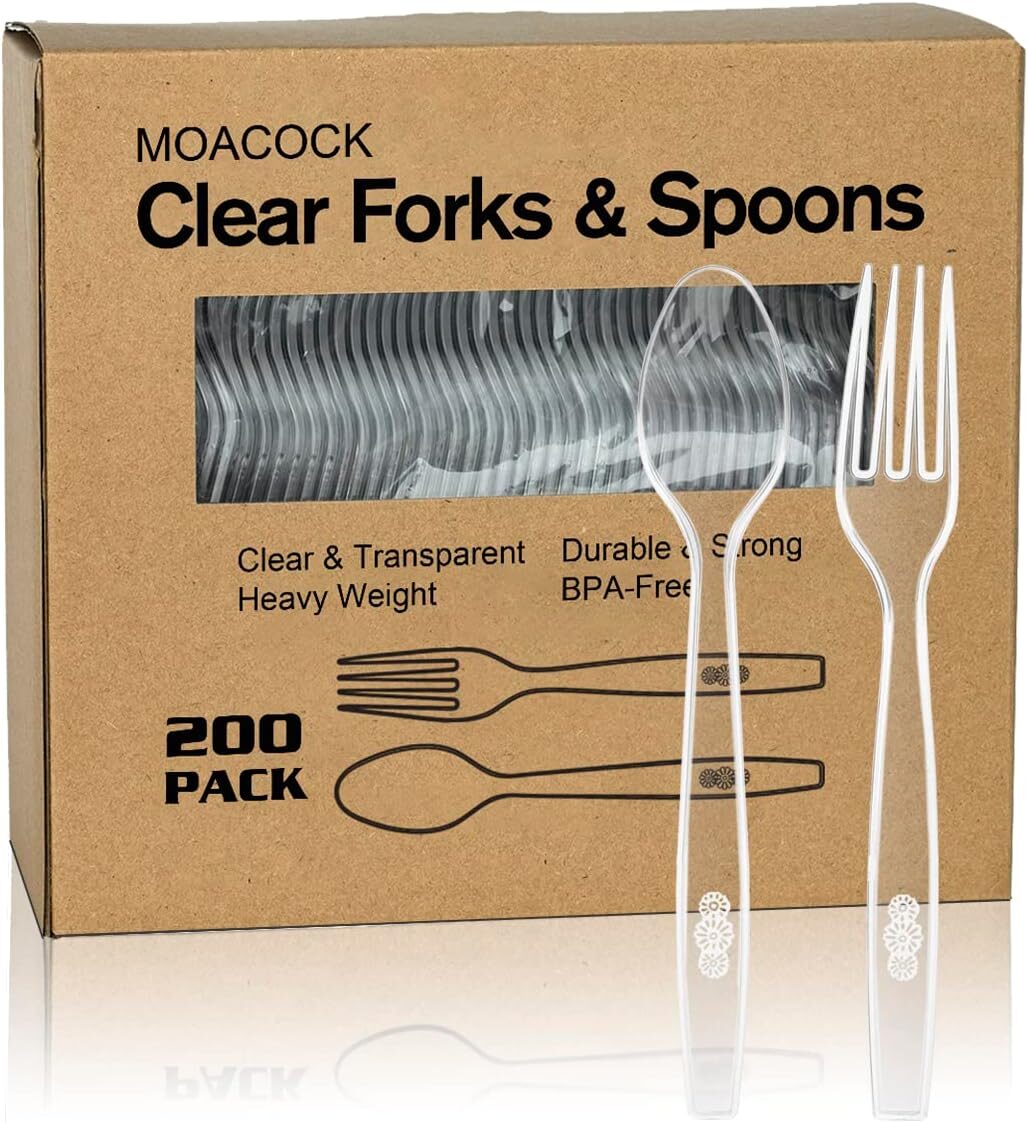 MOACOCK Heavy Weight Disposable Plastic Silverware Set