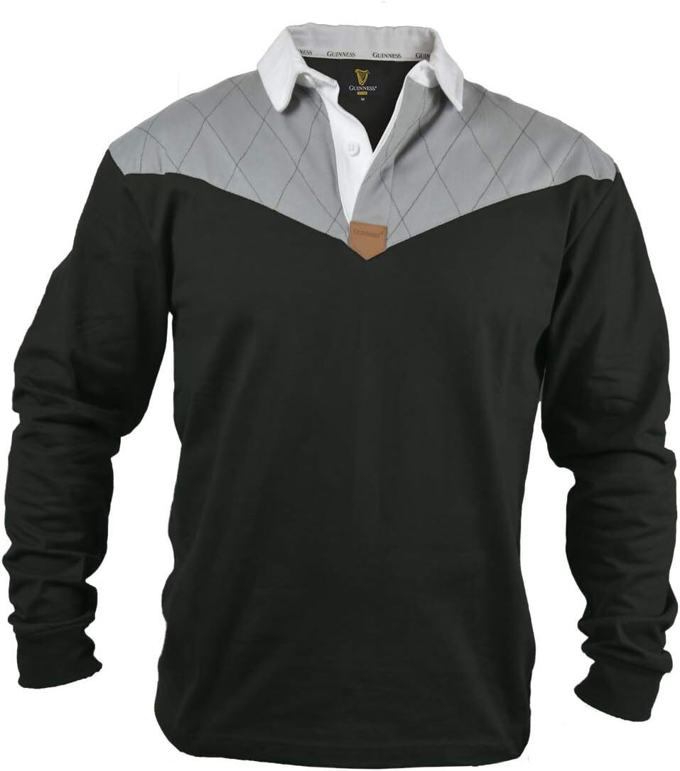 Guinness Heritage Charcoal Black Long Sleeve Rugby Shirt