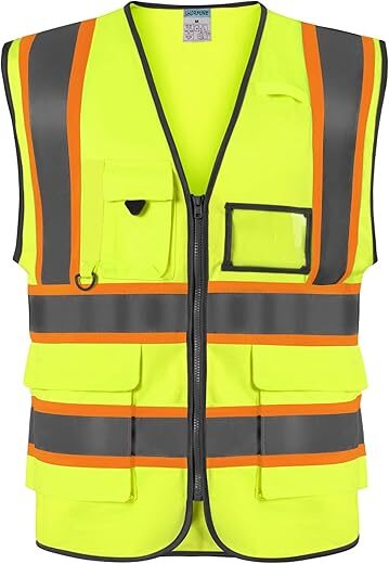 SHORFUNE High Visibility Safety Vest With Pockets