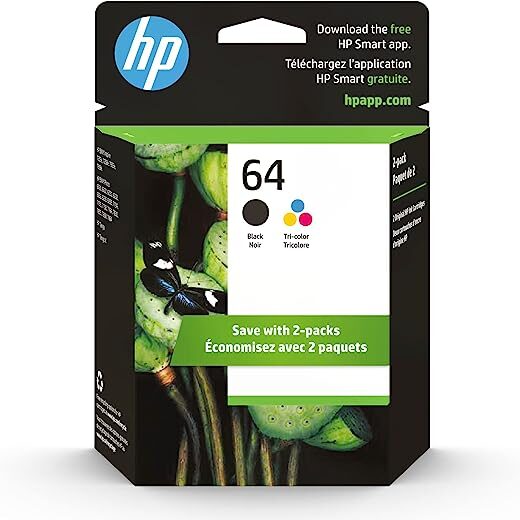 HP 64 Black/Tri-Color Ink Cartridges N9J89AN#140