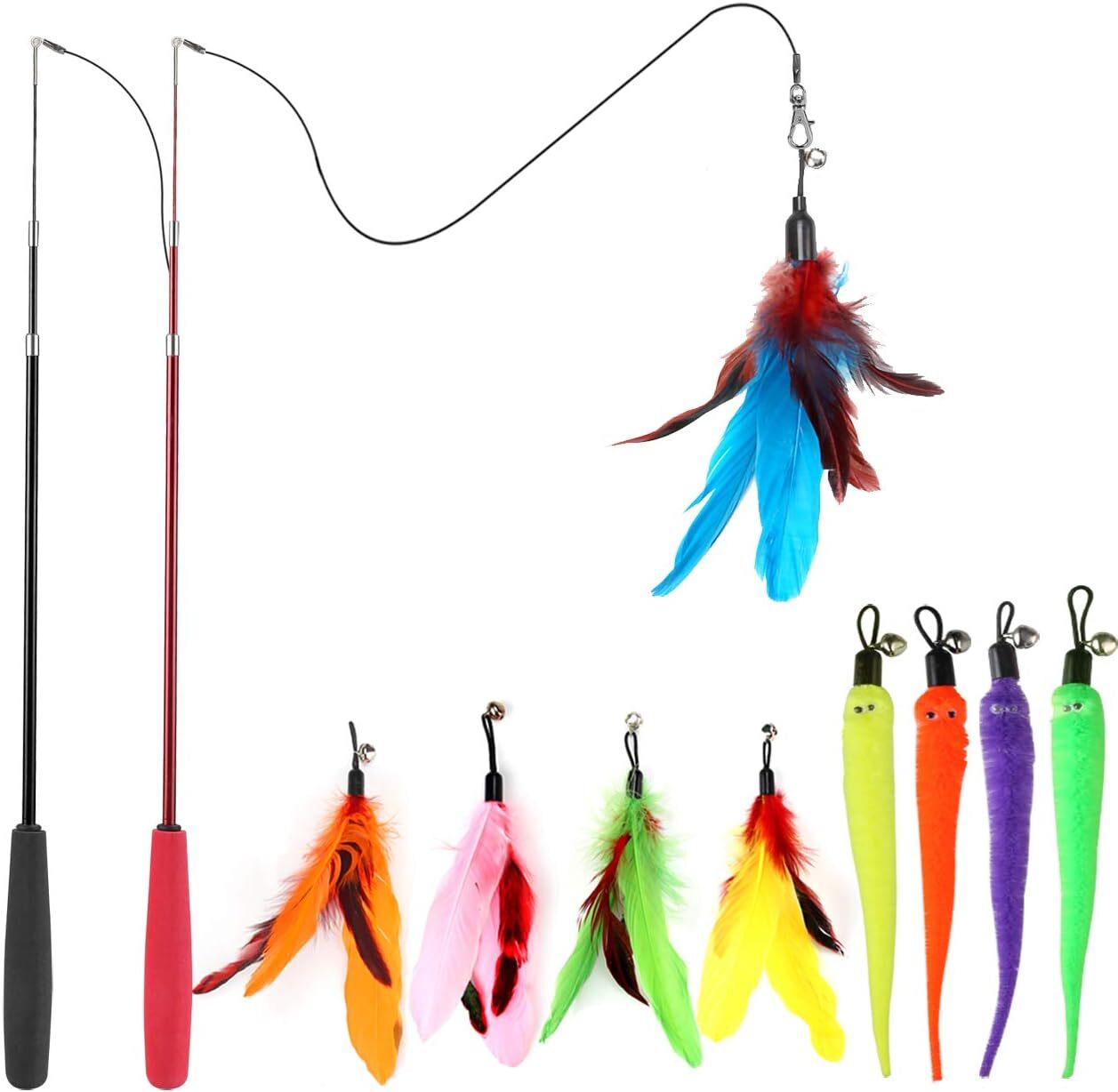 MeoHui Interactive Cat Toys – Wand And Feather Refills