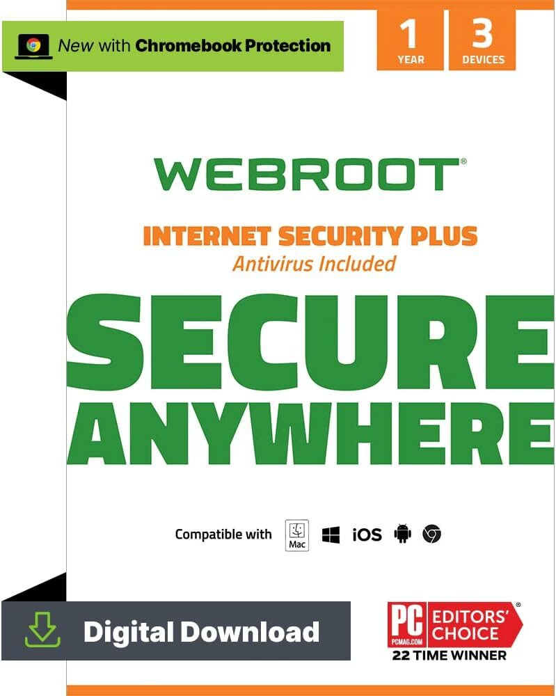 Webroot Internet Security Plus 2024, 3 Device, 1 Year