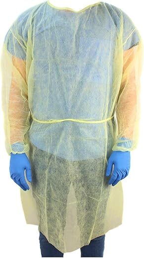 Ever Ready First Aid Isolation Gown With Elastic Wrists, Yellow