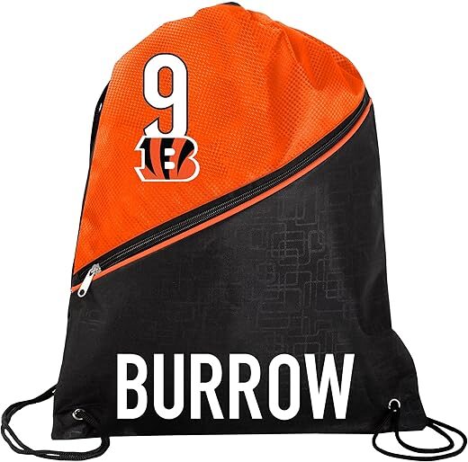 FOCO Joe Burrow Bengals Zippered Drawstring Backpack