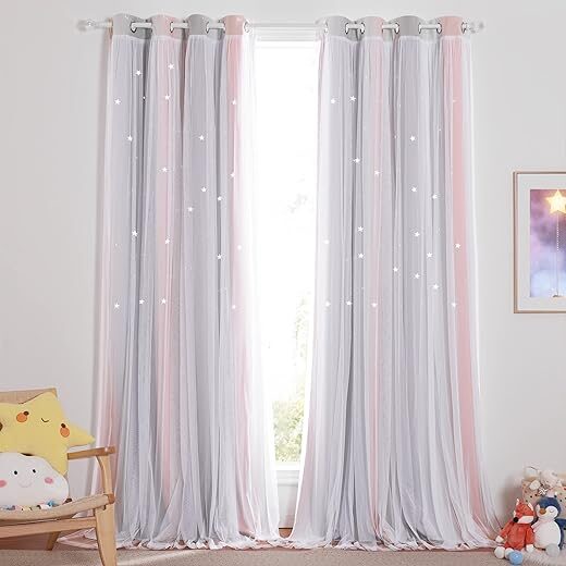 NICETOWN Kids Curtains 84″ Long, Thermal Insulated, Twinkle Star Blackout Drapes