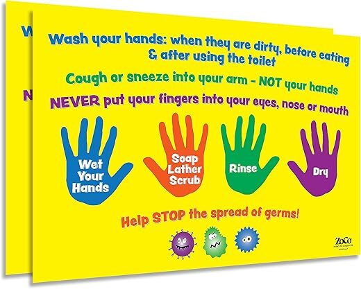 Safety Magnets Kids Hand Hygiene Posters, 2 Pack