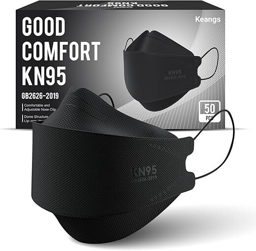 Keangs KN95 Face Masks 50 Pack, Black