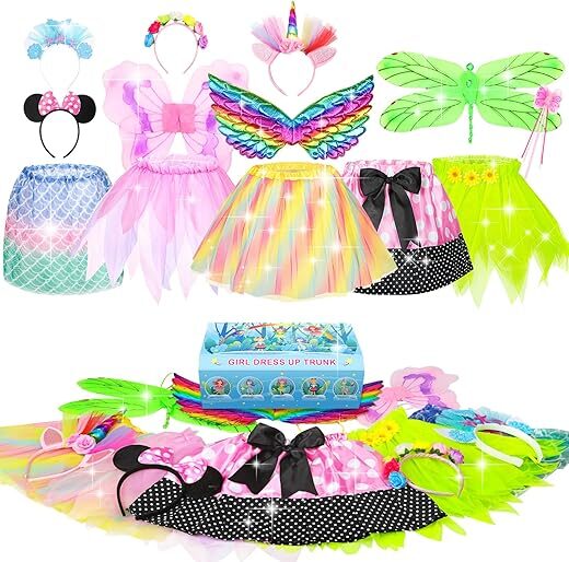 Jeowoqao Little Girl Dress Up Costumes 13pc
