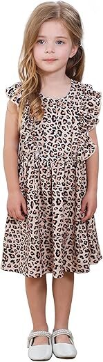 NUBEEHOHO Little Girls Leopard Mermaid Ruffle Sundress
