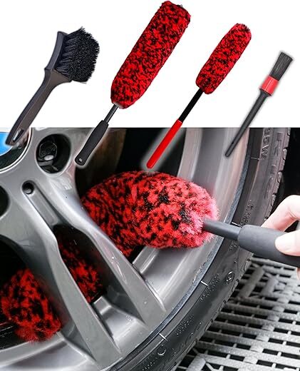 oesee Long Handle Wheel Brush Kit, 4 Pack