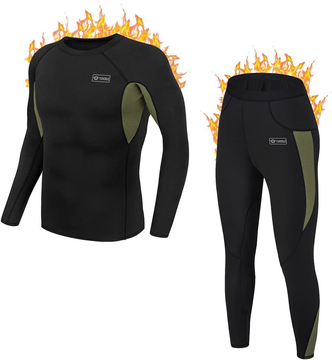 Yunoble Men’s Thermal Underwear Set, Fleece Lined