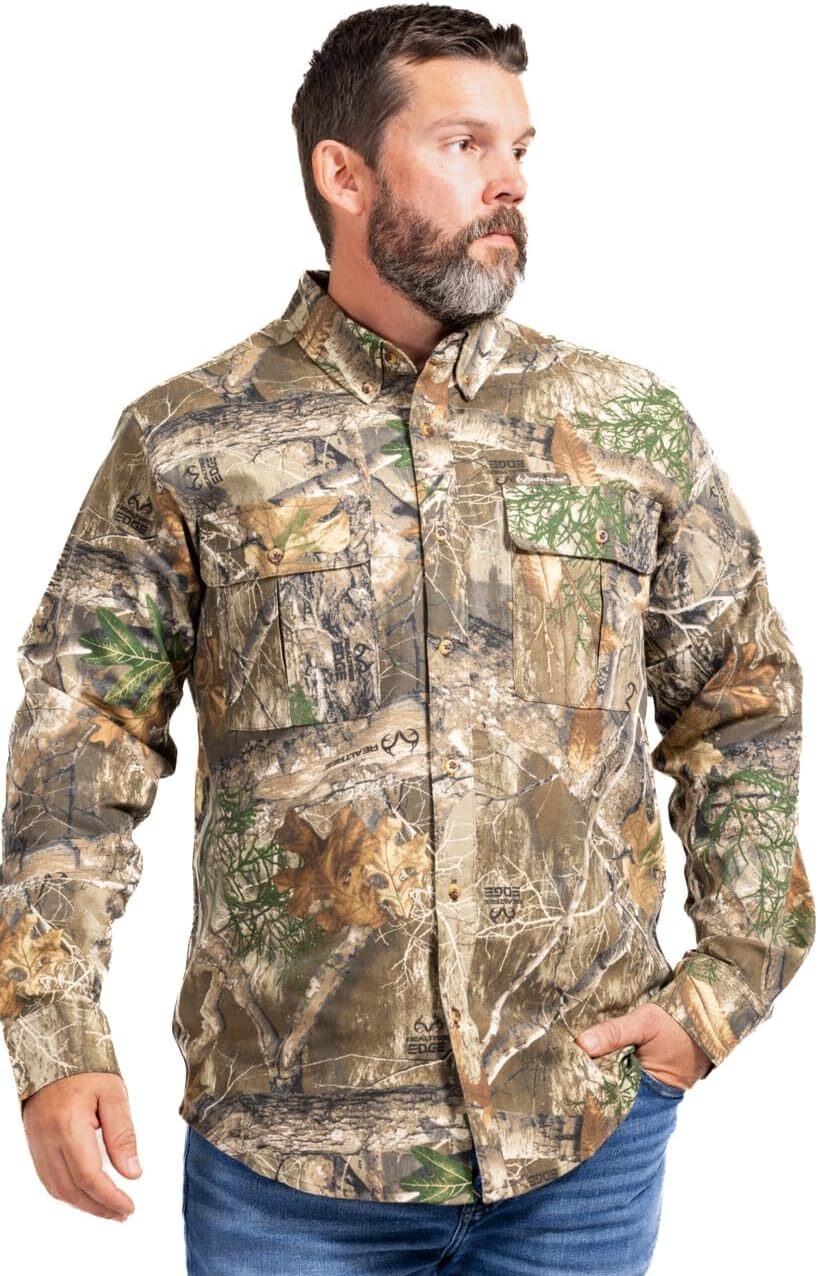 Realtree Men’s Camo Button-Down Camp Shirts