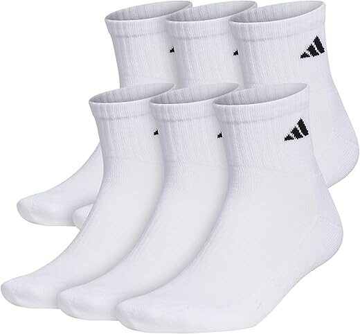 adidas Men’s Cushioned Quarter Socks (6 Pairs)