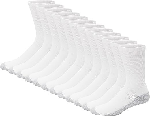 Hanes Men’s Double Tough Crew Socks, 12-Pack